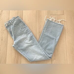 L’agence High Rise Flare Light Wash Raw Hem Stretch Denim Jeans Women’s Size 31